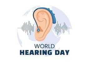 World Hearing Day Illustration to Raise Awareness on How to Prevent Deafness for Web Banner or Landing Page in Flat Cartoon Hand Drawn Templates vector