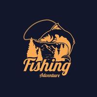 Ilustración de vector de plantilla de diseño de logotipo de aventura de pesca