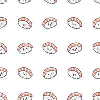 Kawaii sushi illustration. Vector flat hand drawn seamless pattern