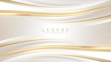 White luxury background with golden curve line element and glitter light effect decoration. vector