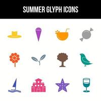 Unique summer vector glyph icon set