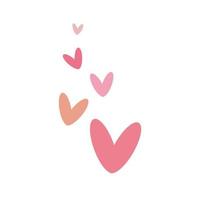 Five pink hearts on a white background made of vector