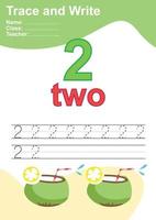 Trace and write number for children. Exercise for children to recognize the number. Educational worksheet for preschool. Vector file.