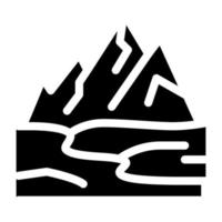 ilustración de glifo de vector de icono de terreno de alta montaña