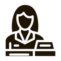 woman seller at checkout icon Vector Glyph Illustration