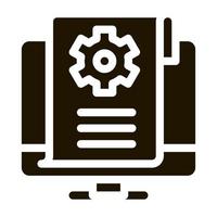 settings documents in computer icon Vector Glyph Illustration