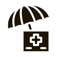 atención médica bajo paraguas icono vector glifo ilustración