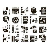 Health Checkup Medical Glyph Set Vector