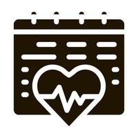 corazón cardio calendario icono vector glifo ilustración