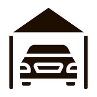 Garage Shed With Car Vehicle Vector Icon