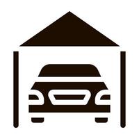 Garage Shed With Car Vehicle Vector Icon