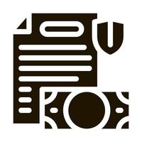 money banknote and insurance agreement icon Vector Glyph Illustration