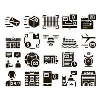 conjunto de iconos de empresa de transporte postal vector