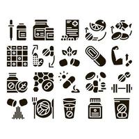 Supplements Collection Elements Icons Set Vector