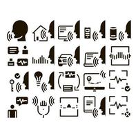 Voice Control Collection Elements Icons Set Vector