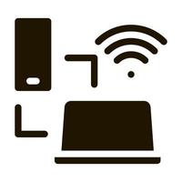 ilustración de glifo de vector de icono de conexión wi-fi de teléfono inteligente y computadora portátil