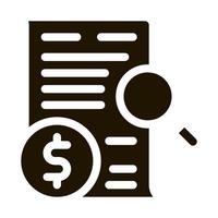 ilustración de glifo de vector de icono de verificación de contrato de dinero