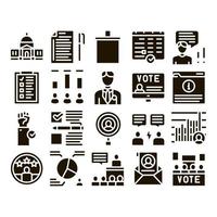 Voting And Election Glyph Set Vector