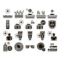 Sunscreen Collection Elements Icons Set Vector