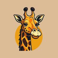 plantilla de diseño de dibujos animados de vector de mascota de logotipo de personaje animal de jirafa