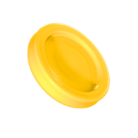 Cute yellow coin 3d rendering png