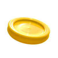 Cute yellow coin 3d rendering png