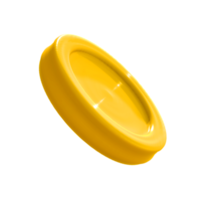 Cute yellow coin 3d rendering png