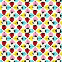 Valentines Day pattern with ugly funky hearts. Groovy cute love characters vector