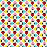 Valentines Day pattern with ugly funky hearts. Groovy cute love characters vector