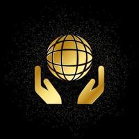 safe, world gold icon. Vector illustration of golden particle background. Gold vector icon