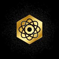 biotechnology, atom gold icon. Vector illustration of golden particle background. Gold vector icon