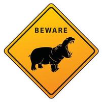 Illustration of hippo Caution Sign vector