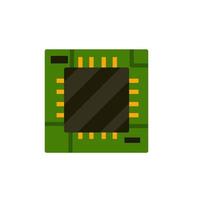 Chip. Computer accessories. Green microchip. The microprocessor and microcircuit icon. Modern technology. Flat illustration vector