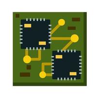 Computer chip. Digital chip. Electronic part of the Board. Modern technology and processor. Flat cartoon illustration vector