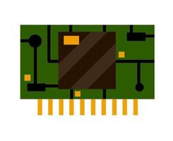 chip. accesorios de computador. microchip verde. el icono del microprocesador y del microcircuito. tecnología moderna. ilustración plana vector