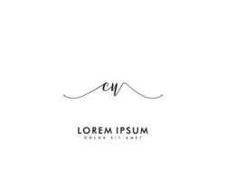 Initial CU Feminine logo beauty monogram and elegant logo design, handwriting logo of initial signature, wedding, fashion, floral and botanical with creative template vector