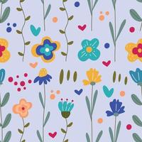 Floral seamless pattern. Vector design with hearts, flowers and branches suitable for Valentine's Day, for paper, cover, fabric, indoor decor and more.