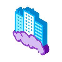 edificio rascacielos y smog icono isométrico ilustración vectorial vector