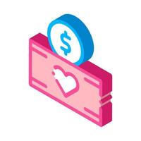 Volunteers Support Money Box isometric icon vector illustration