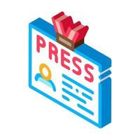 Press Badge Card isometric icon vector illustration