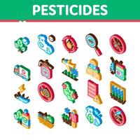 Pesticides Chemical Isometric Icons Set Vector