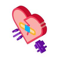 Glued Heart isometric icon vector illustration