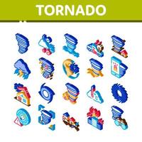 conjunto de iconos isométricos de tornado y huracán vector