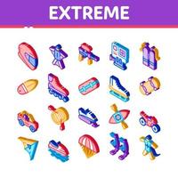 Extreme Sport Activity Isometric Icons Set Vector