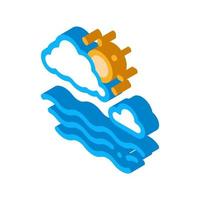 Cloudy Weather on Sea isometric icon vector illustration