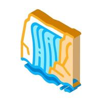 Waterfall in Mountains isometric icon vector illustration