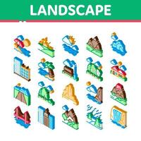 Landscape Travel Place Isometric Icons Set Vector