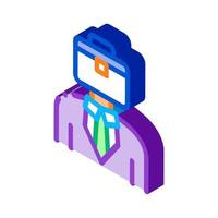 Businessman With Case Head isometric icon vector illustration