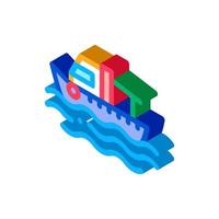 Fishing Boat On Water Wave isometric icon vector illustration