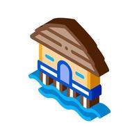 casa de bungalows en el agua icono isométrico ilustración vectorial vector